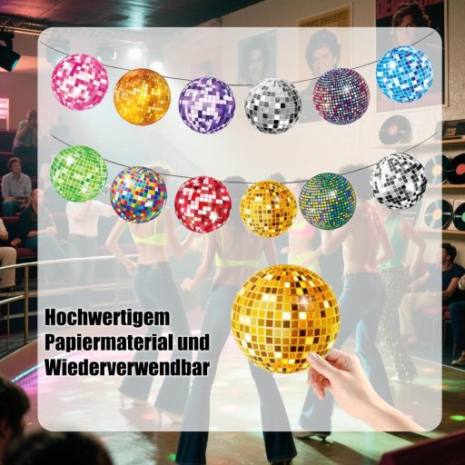 XDGBFN 2db Csillogó Diszkógömb Dekoratív Füzér Banner Parti Díszítés Szülinap Karnevál 80s 90s Diszkó Ünnepség Színes