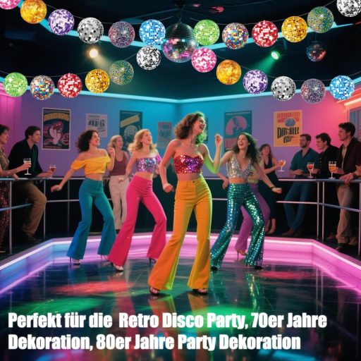 XDGBFN 2db Csillogó Diszkógömb Dekoratív Füzér Banner Parti Díszítés Szülinap Karnevál 80s 90s Diszkó Ünnepség Színes