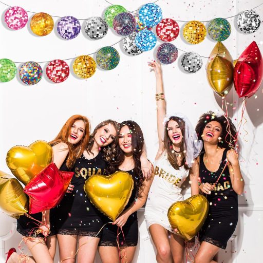XDGBFN 2db Csillogó Diszkógömb Dekoratív Füzér Banner Parti Díszítés Szülinap Karnevál 80s 90s Diszkó Ünnepség Színes