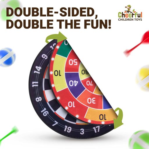 Cheerful Children Toys Jumbo terč na šípky XL/XXL s obojstrannými motívmi, 16 loptičkami a 6 šípkami