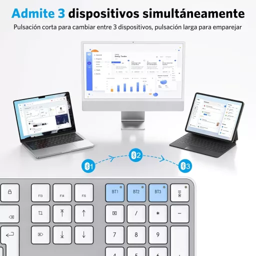 OMOTON Bluetooth tipkovnica MacBook Air Pro iMac Mac srebrna punjiva