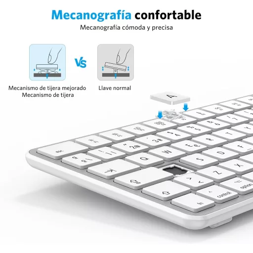 OMOTON Bluetooth tipkovnica MacBook Air Pro iMac Mac srebrna punjiva