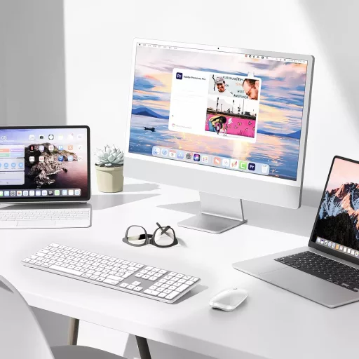 OMOTON Bluetooth tipkovnica MacBook Air Pro iMac Mac srebrna punjiva