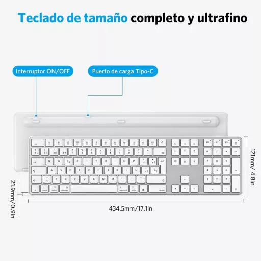 OMOTON Bluetooth tipkovnica MacBook Air Pro iMac Mac srebrna punjiva