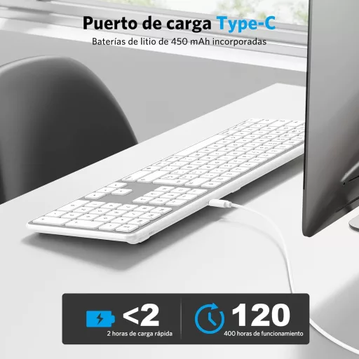 OMOTON Bluetooth tipkovnica MacBook Air Pro iMac Mac srebrna punjiva