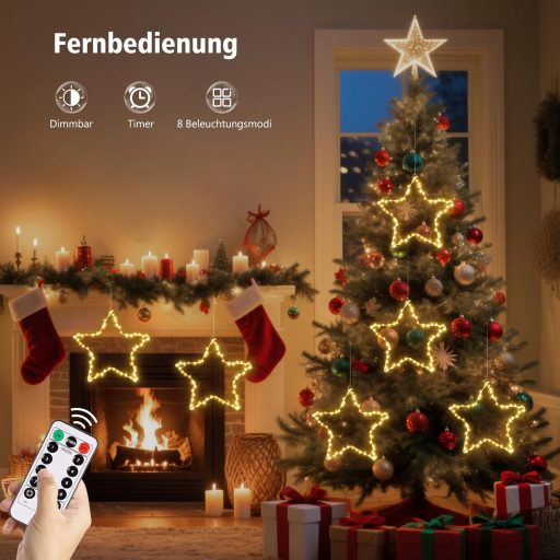 Vianočná dekorácia na okno DBFAIRY hviezda, 120 LED, 2 ks, s časovačom, na batérie