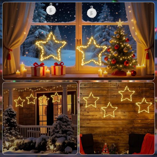 Vianočná dekorácia na okno DBFAIRY hviezda, 120 LED, 2 ks, s časovačom, na batérie