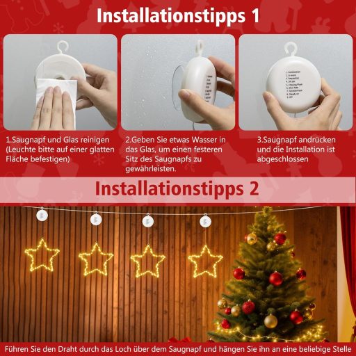 Vianočná dekorácia na okno DBFAIRY hviezda, 120 LED, 2 ks, s časovačom, na batérie