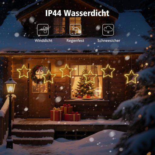 DBFAIRY Karácsonyi Csillag Ablakdísz 120 LED-es 2 db Időzítővel Elemről Működő