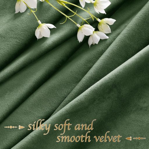 PONY DANCE Draperie Opacă din Catifea, Verde Matcha, 260x132cm, Termoizolantă, 2 bucăți