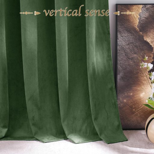 PONY DANCE Draperie Opacă din Catifea, Verde Matcha, 260x132cm, Termoizolantă, 2 bucăți