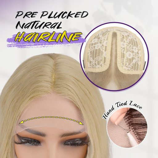 FESHFEN hosszú göndör szintetikus paróka HD csipkével sötét szőke 70 cm