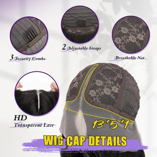 FESHFEN hosszú göndör szintetikus paróka HD csipke fronttal női fekete 70cm