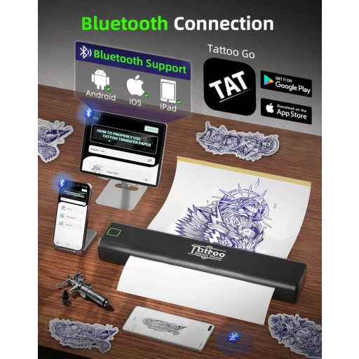 BORN4SHIP P84 Bluetooth tetoválás nyomtató, hőnyomtatós sablonnyomtató
