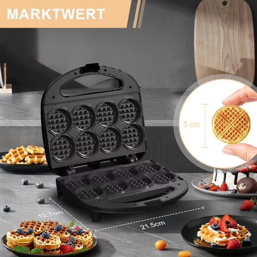 YASHE Mini Gofrisütő 8 Darabos Antilengő Bevonattal Családi Partikhoz