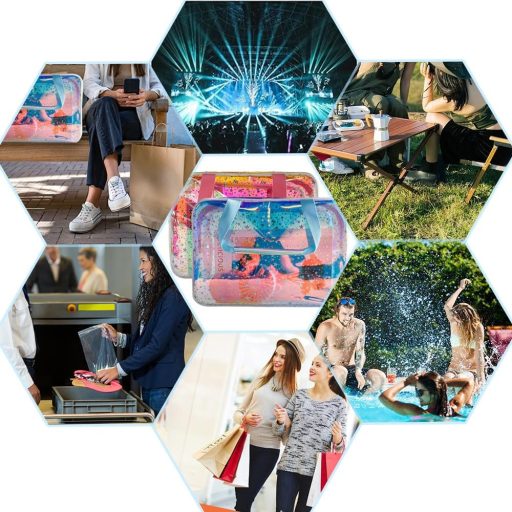 TotePrint holografická kozmetická taška s motívom modrých hviezd, vodoodolná