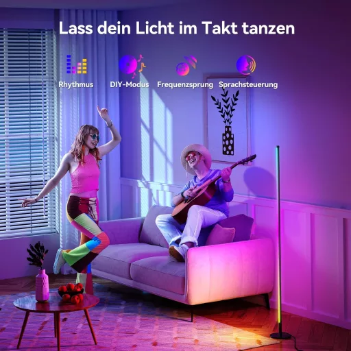 YICAIZI LED Álló Lámpa 160cm RGB Sarok Dimmelhető Távirányítóval