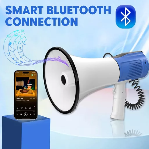 Kensbro 120W Megafon Sírénával, Mikrofonnal és Bluetooth Funkcióval, 2000M Hatótáv