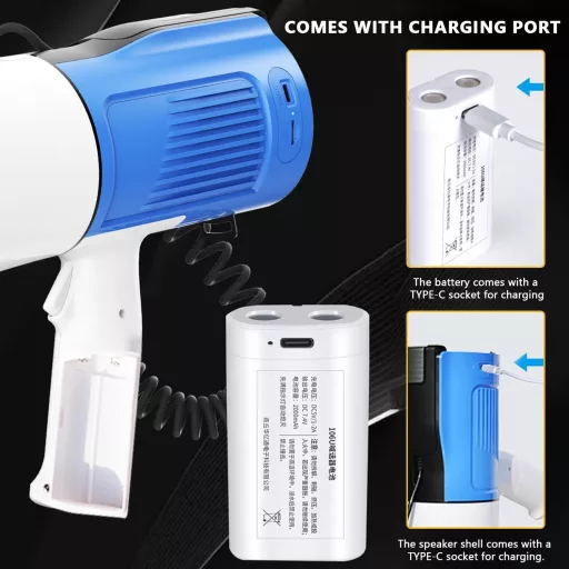 Kensbro 120W Megafon Sírénával, Mikrofonnal és Bluetooth Funkcióval, 2000M Hatótáv