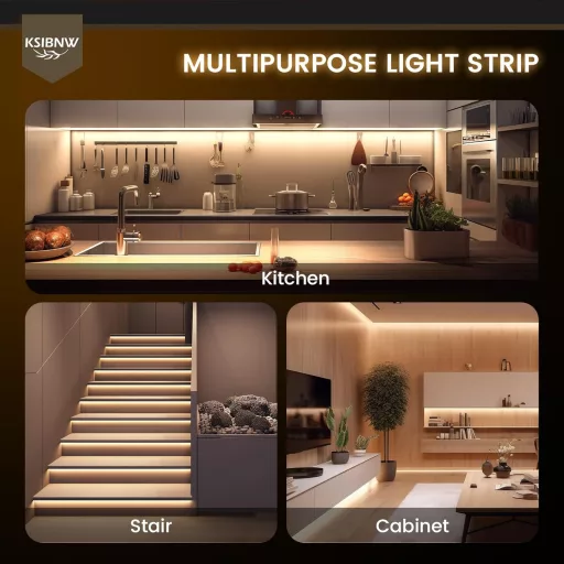 KSIBNW USB COB LED szalag 1m, 5V dimmelhető meleg fehér 3000K, önragasztós TV háttérvilágítás