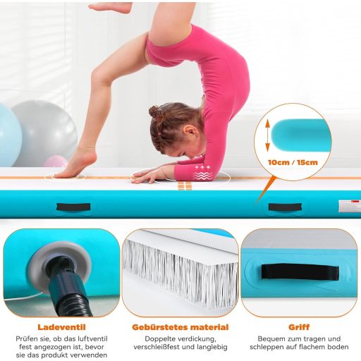 SportBob Airtrack Mat 6mx15 cm Elektromos Pumpával Tornaszőnyeg Jóga Fitness