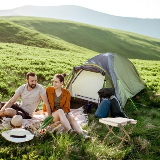 Scaun de camping portabil HuaMuDM 30 cm, scaun pliant ușor din aluminiu cu șezut din pânză