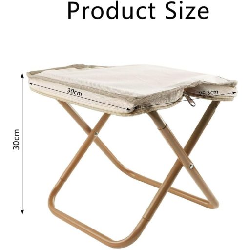 Scaun de camping portabil HuaMuDM 30 cm, scaun pliant ușor din aluminiu cu șezut din pânză