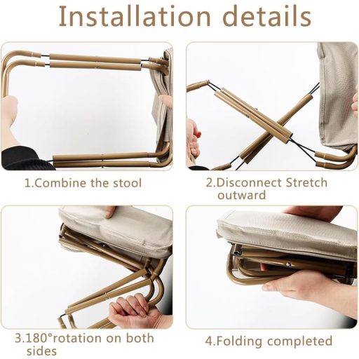 Scaun de camping portabil HuaMuDM 30 cm, scaun pliant ușor din aluminiu cu șezut din pânză