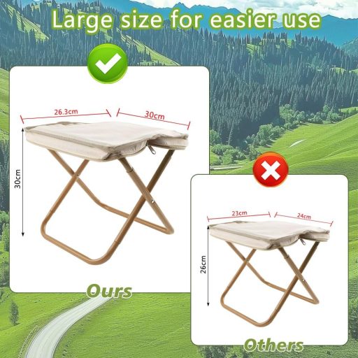 Scaun de camping portabil HuaMuDM 30 cm, scaun pliant ușor din aluminiu cu șezut din pânză