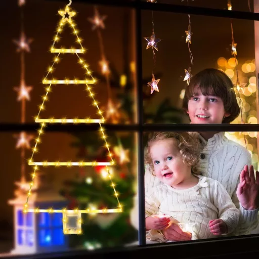 GZWY 87 cm LED Karácsonyi Ablakdekoráció Időzítővel, 8 Mód, Vízálló