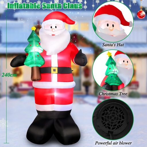 Nafukovací Mikuláš Omdekor 245 cm s LED osvetlením, obrovská vianočná dekorácia do záhrady