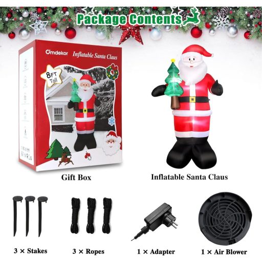 Nafukovací Mikuláš Omdekor 245 cm s LED osvetlením, obrovská vianočná dekorácia do záhrady