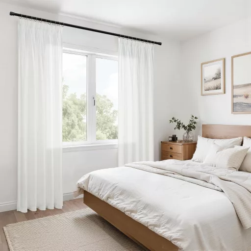 Topfinel bijele lanene zavjese 225x140 cm, moderne za spavaću sobu, dnevni boravak, boho stil, polutransparentne, za šinski sistem.