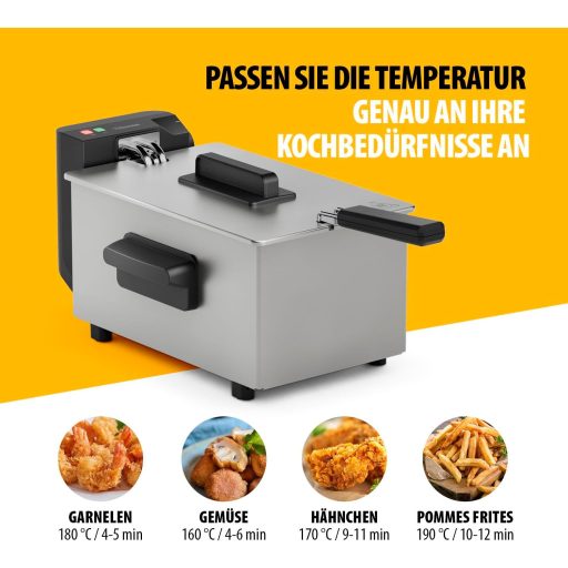 Tristar FR-9326 rozsdamentes mélysütő 3L kapacitás, 190°C hőmérséklet szabályozás