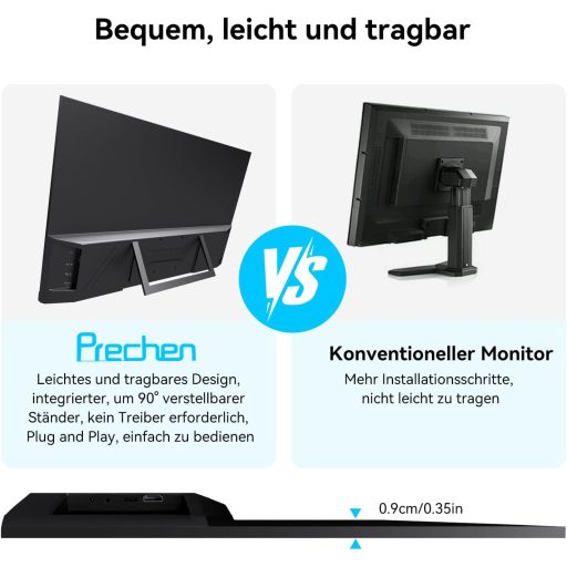 Prechen 23.8" hordozható érintőképernyős monitor USB-C HDMI 1080P