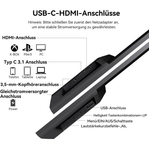 Prechen 23.8" hordozható érintőképernyős monitor USB-C HDMI 1080P