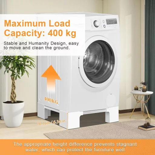 NIUXX univerzális mosógép alap 46-69 cm, 400 kg terhelhetőség, 16,1 cm magas