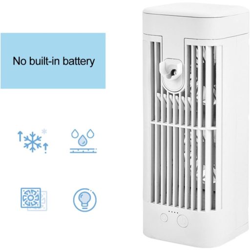 Mini Răcitor de Aer Portabil USB cu Ventilator și Lumină de Noapte, 3 Trepte de Viteză - Pentru Birou, Dormitor (Funcționare la Priză)