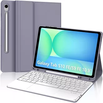   JADEMALL Billentyűzet Tok Trackpaddal Samsung Tab S10 FE/S9 FE 10.9" Lila AZERTY