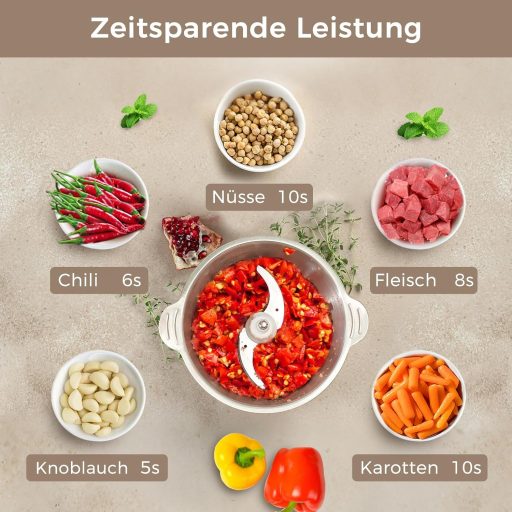 YASHE Elektromos Aprító 500W, 1.8L Rozsdamentes Acél Tál, 4 Dupla Penge, 2 Sebesség