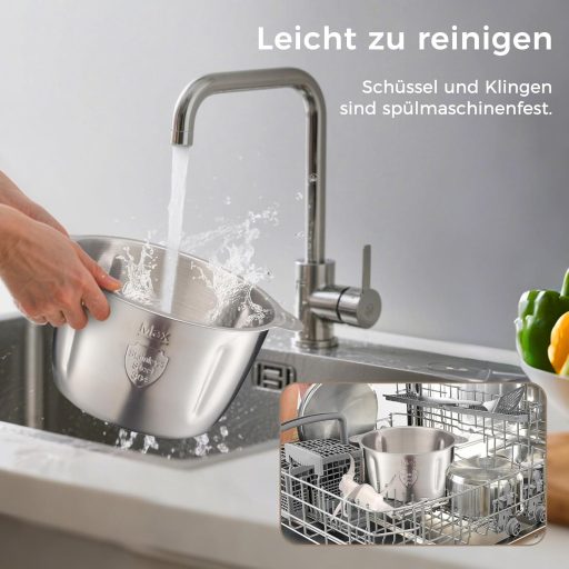 YASHE Elektromos Aprító 500W, 1.8L Rozsdamentes Acél Tál, 4 Dupla Penge, 2 Sebesség