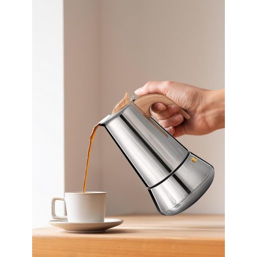 VINATO Rozsdamentes Moka Kanna 350ml 6 Személyes Indukciós Kávéfőző