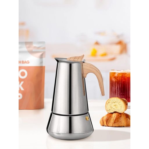 VINATO Rozsdamentes Moka Kanna 350ml 6 Személyes Indukciós Kávéfőző