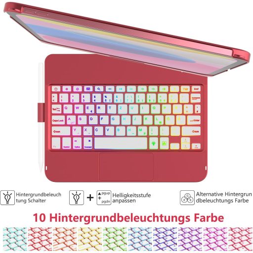 TQQ iPad 11 hüvely billentyűzettel, trackpad és 7 színű háttérvilágítás