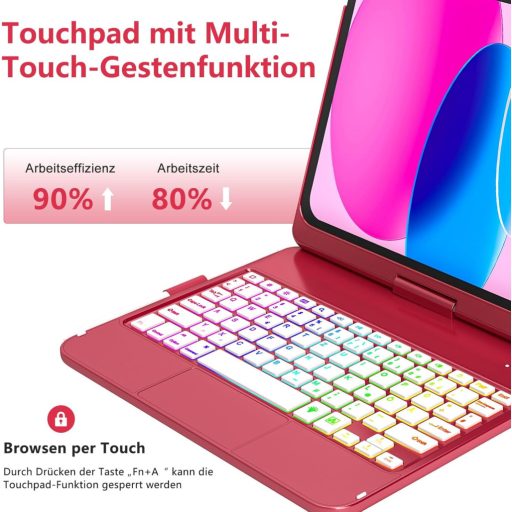 TQQ iPad 11 hüvely billentyűzettel, trackpad és 7 színű háttérvilágítás