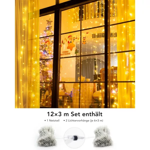 BESCOST LED fényfüggöny 1200 LED 12x3m 8 mód távirányító vízálló