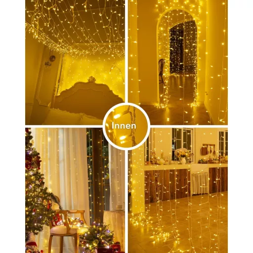 BESCOST LED fényfüggöny 1200 LED 12x3m 8 mód távirányító vízálló