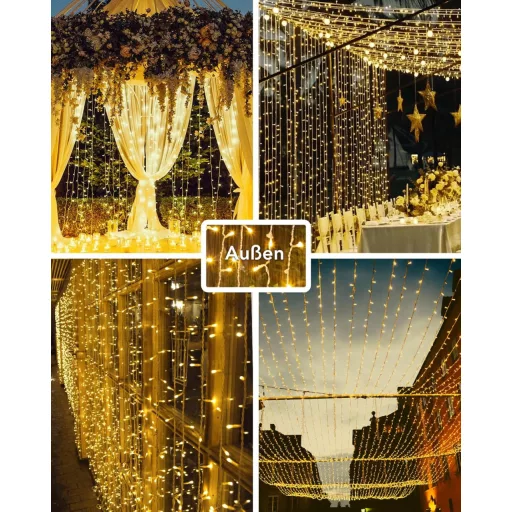 BESCOST LED fényfüggöny 1200 LED 12x3m 8 mód távirányító vízálló