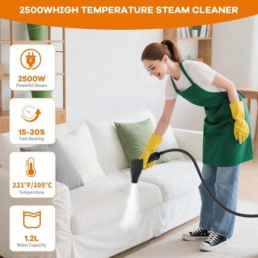 AWKAQUN 2500W Kézi Gőztisztító 4.5 Bar Nyomás 1200ml Tartály 6 Fokozat