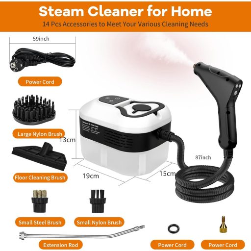 AWKAQUN 2500W Kézi Gőztisztító 4.5 Bar Nyomás 1200ml Tartály 6 Fokozat